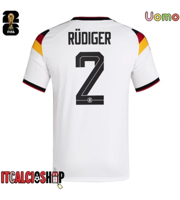 Germania Antonio Rudiger #2 Prima Maglia Mondiali 2026 Manica Corta